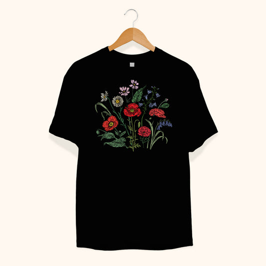 OVERSIZED WILDFLOWER, BOUQUET TEE (BLACK)